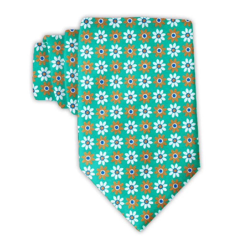 trendy silk wedding necktie colors for men-Daisy Pop Teal - Neckties