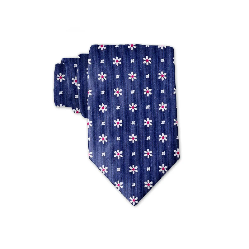 premium silk necktie designs for corporate wear-Daisy Springs Navy - Kids' Neckties