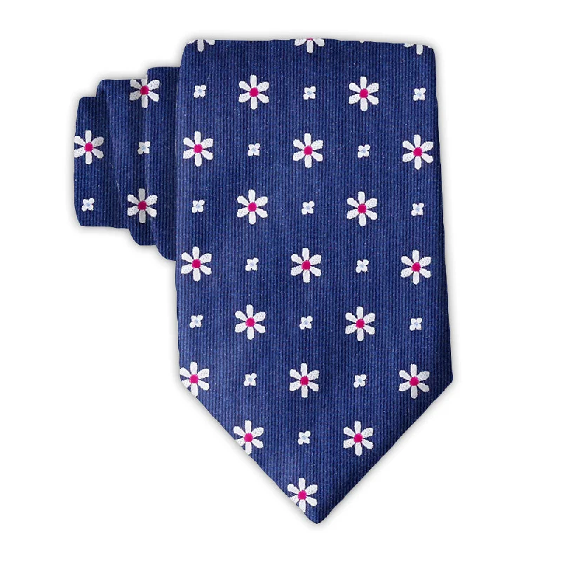 affordable silk necktie combinations for wedding celebrations-Daisy Springs Navy - Neckties