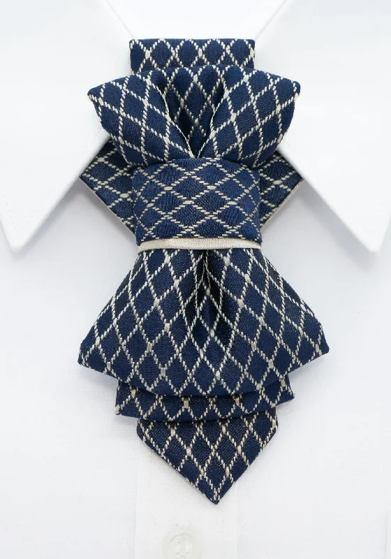 designer silk wedding necktie combinations-HOPPER TIE "BLUE GOTHIC"