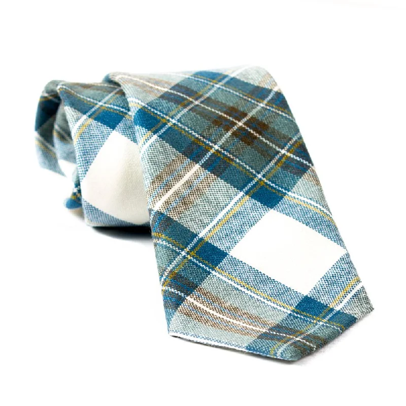 elegant silk necktie colors for wedding celebrations-100% Wool Tartan Neck Tie - Stewart Muted Blue