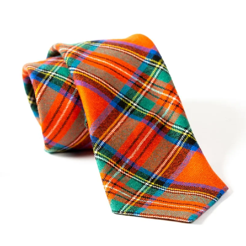 elegant silk necktie combinations for weddings-100% Wool Tartan Neck Tie - Royal Stewart Ancient