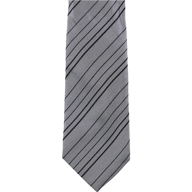 premium silk necktie patterns for business wear-Alfani Mens Fremont Stripe Self-tied Necktie, Black, One Size - One Size