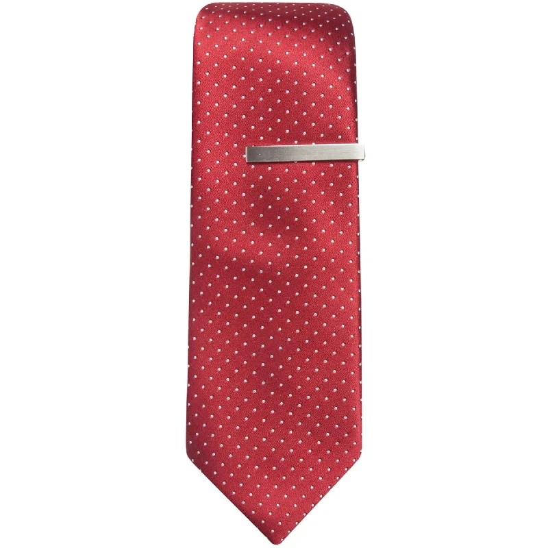 classic silk wedding necktie colors for men-Alfani Mens Pindot Self-tied Necktie, Red, One Size - One Size