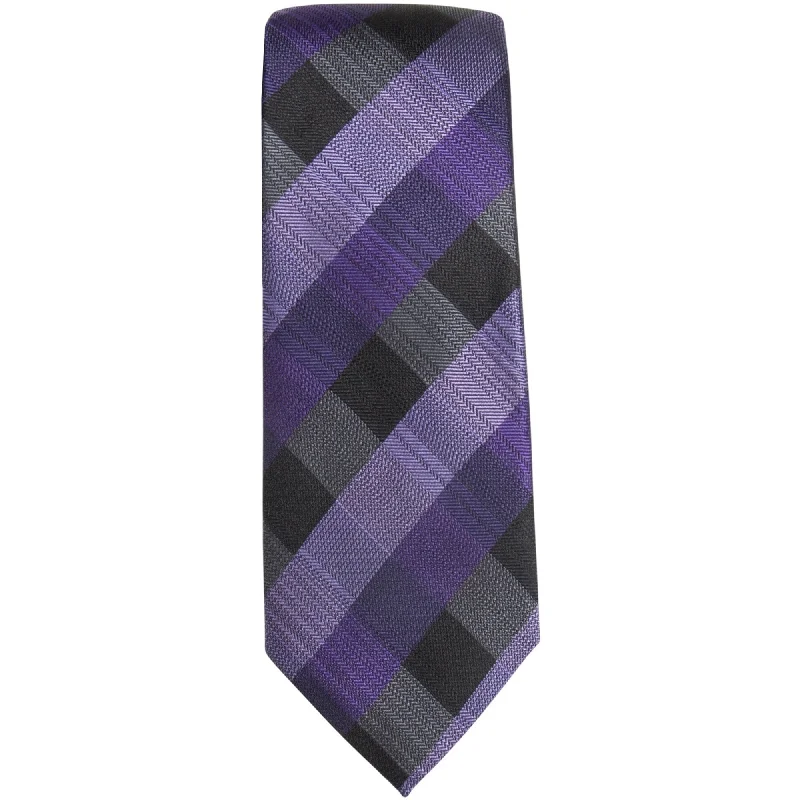 classic silk necktie ideas for office meetings-Alfani Mens Sidney Gingham Self-tied Necktie, Purple, One Size - One Size