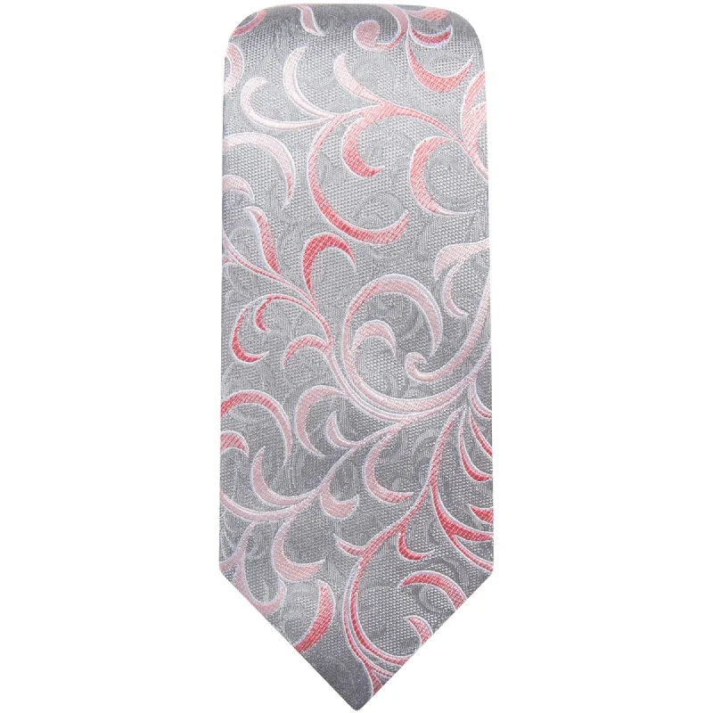 best silk necktie ideas for corporate wear-Alfani Mens Vine Self-tied Necktie, Grey, Classic (57 To 59 in.) - Classic (57 To 59 in.)