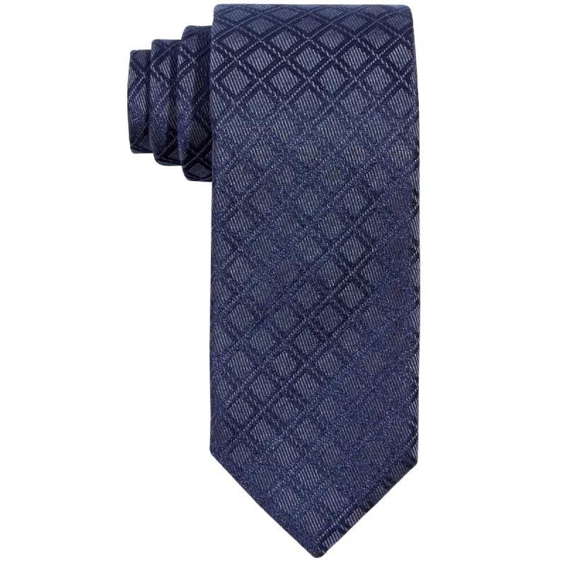 unique silk necktie combinations for business wear-Alfani Mens Windsor Grid Self-Tied Necktie - One Size