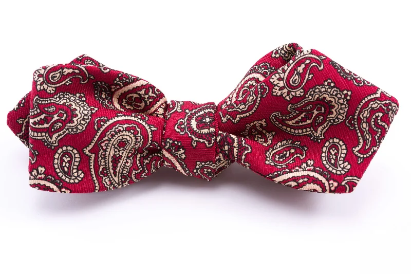 trendy silk necktie colors for office wear-Red & Buff Paisley Ancient Madder Silk Bow Tie