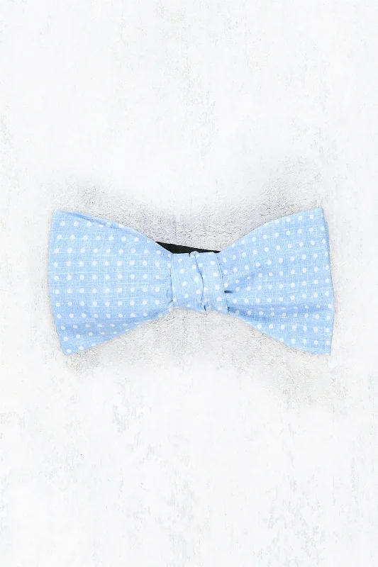 unique silk necktie combinations for business wear-Anderson & Sheppard Sky Blue Spotted Silk Bow Tie