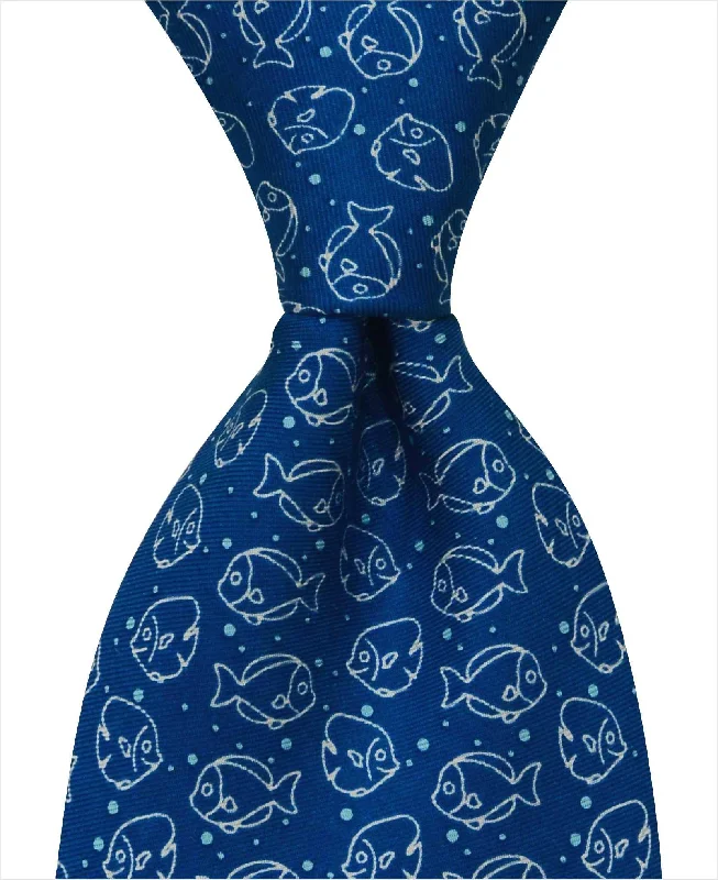 best silk necktie designs for formal events-Angelfish Tie - Blue