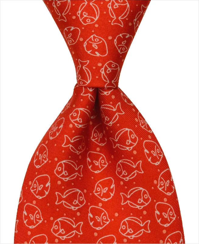 stylish silk necktie designs for wedding celebrations-Angelfish Tie - Red