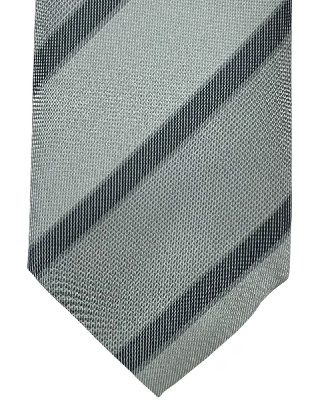 stylish silk necktie designs for wedding celebrations-Armani Silk Tie Gray Stripes