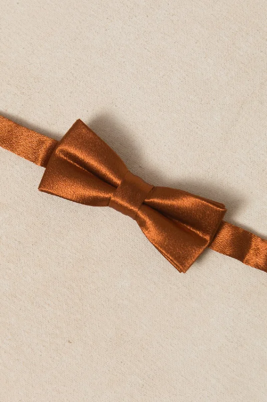 affordable silk necktie combinations for wedding events-Baby Boys Henry Bow Tie in Amber Satin