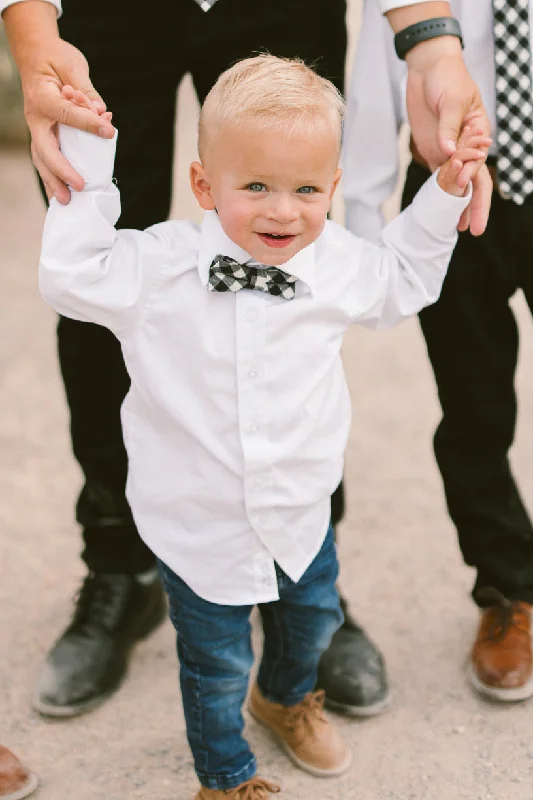 designer silk necktie patterns for office meetings-Baby Boys Henry Bow Tie in Cupcake Black Gingham