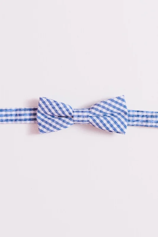 affordable silk wedding neckties for men-Baby Boys Henry Bow Tie in Indie Blue Gingham - FINAL SALE