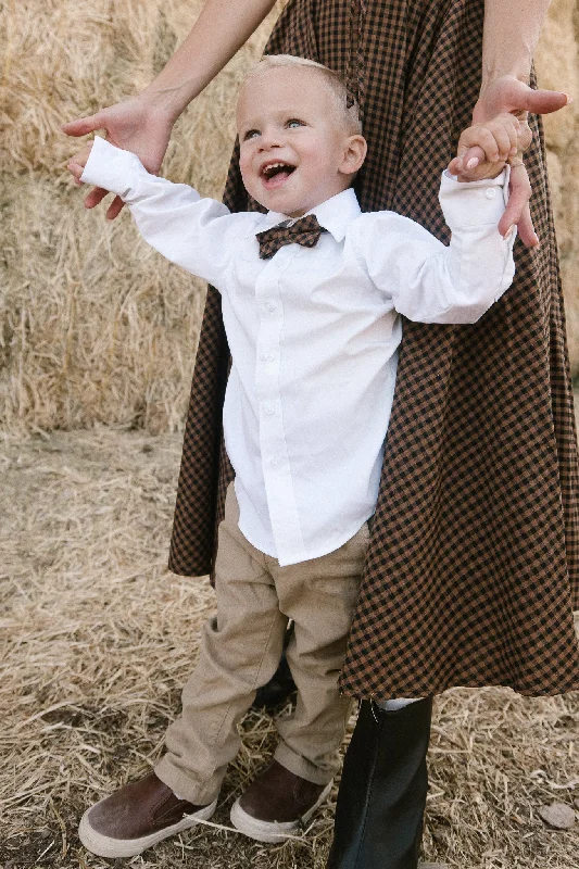 stylish silk necktie sets for corporate wear-Baby Boys Henry Bow Tie in Maple Brown Gingham