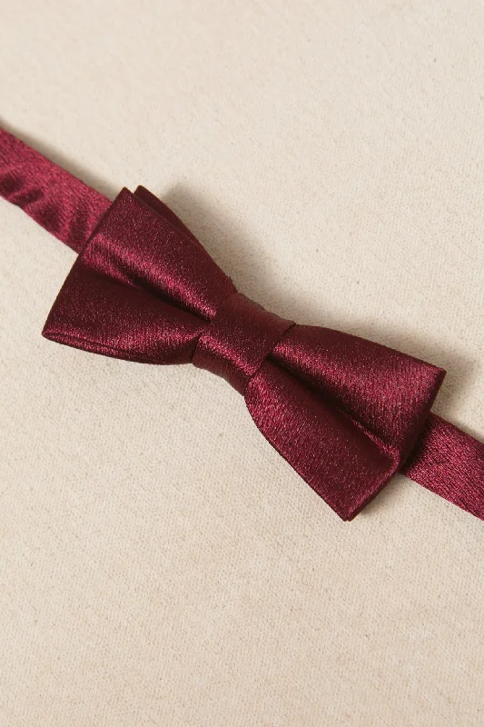 affordable silk necktie patterns for weddings-Baby Boys Henry Bow Tie in Wine Satin