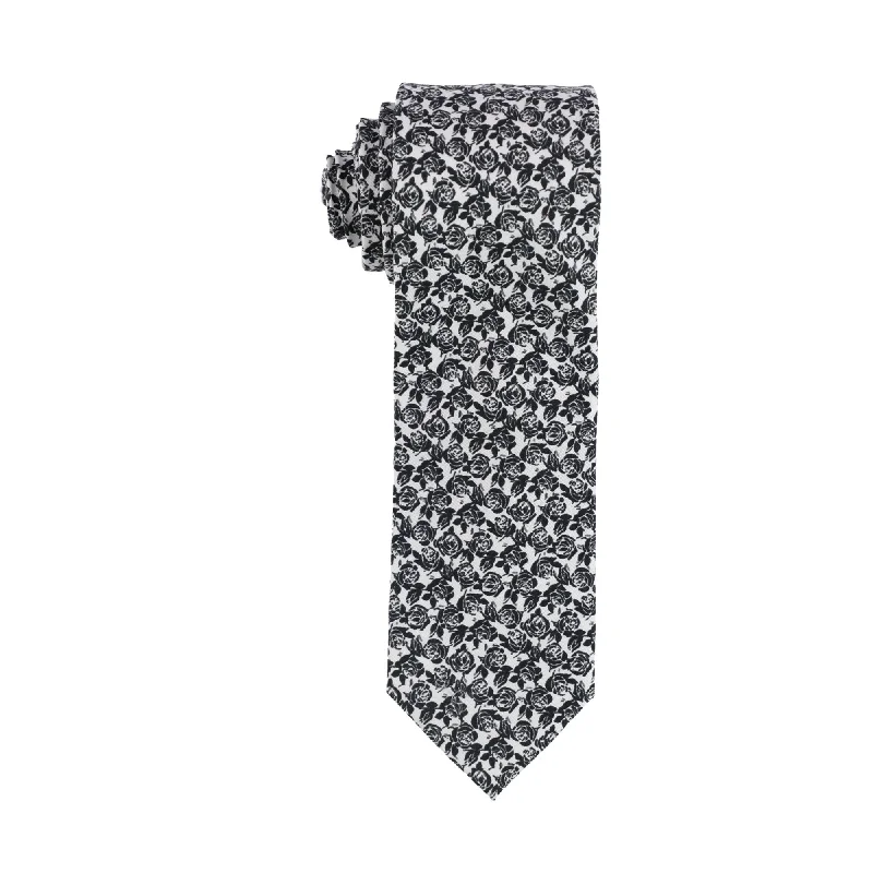 classic silk necktie sets for business meetings-bar III Mens Cabbage Rose Self-tied Necktie, Black, One Size - One Size