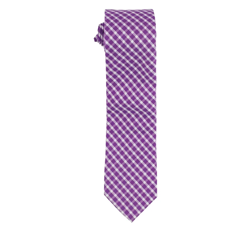 affordable silk necktie combinations for business wear-bar III Mens Check Self-tied Necktie, Purple, One Size - One Size