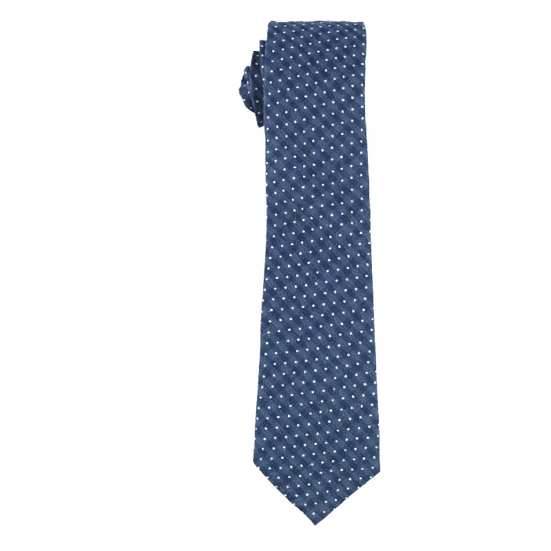 designer silk necktie sets for business meetings-bar III Mens Dot Check Self-tied Necktie, Blue, One Size - One Size