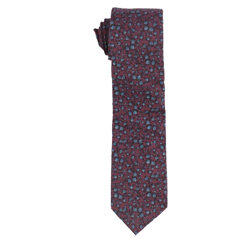 high-end silk necktie patterns for office meetings-bar III Mens Floral Print Self-tied Necktie, Red, One Size - One Size