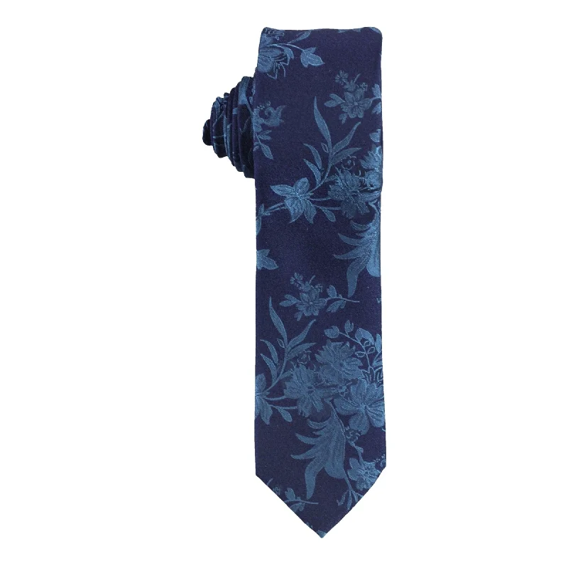 trendy silk wedding tie sets for men-bar III Mens Floral Self-tied Necktie, Blue, Classic (57 To 59 in.) - Classic (57 To 59 in.)