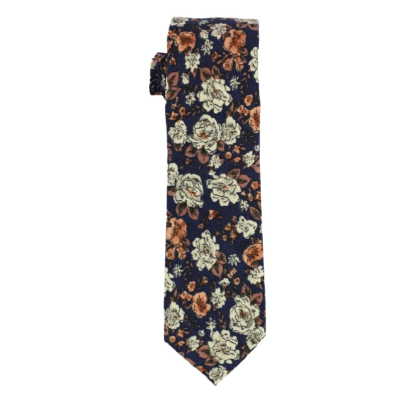 trendy silk wedding necktie ideas for men-bar III Mens Madison Floral Skinny Self-tied Necktie, Blue, One Size - One Size