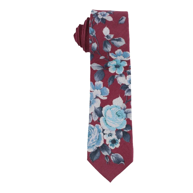 stylish silk necktie designs for office wear-bar III Mens Para Floral Self-tied Necktie, Red, One Size - One Size