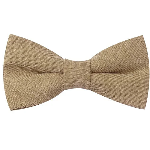 designer silk necktie sets for business meetings-Classy Men Beige Cotton Pre-Tied Bow Tie