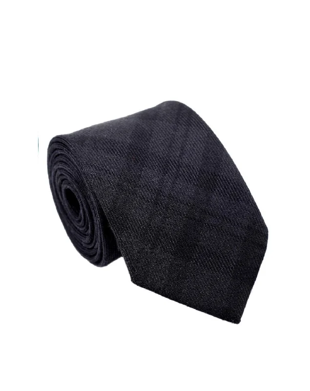 premium silk necktie colors for business wear-100% Wool Tartan Neck Tie -  Black Isle