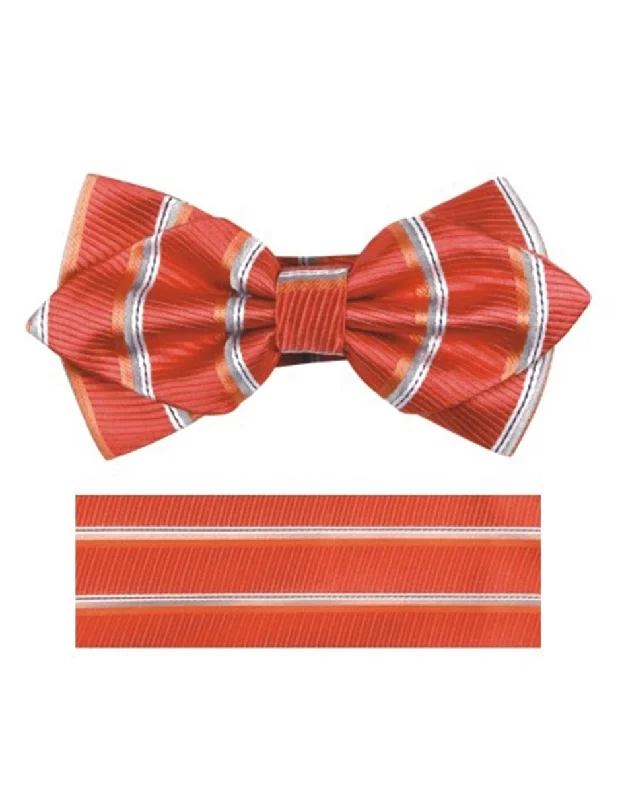 classic silk necktie sets for business meetings-Orange & White Bow Tie Set