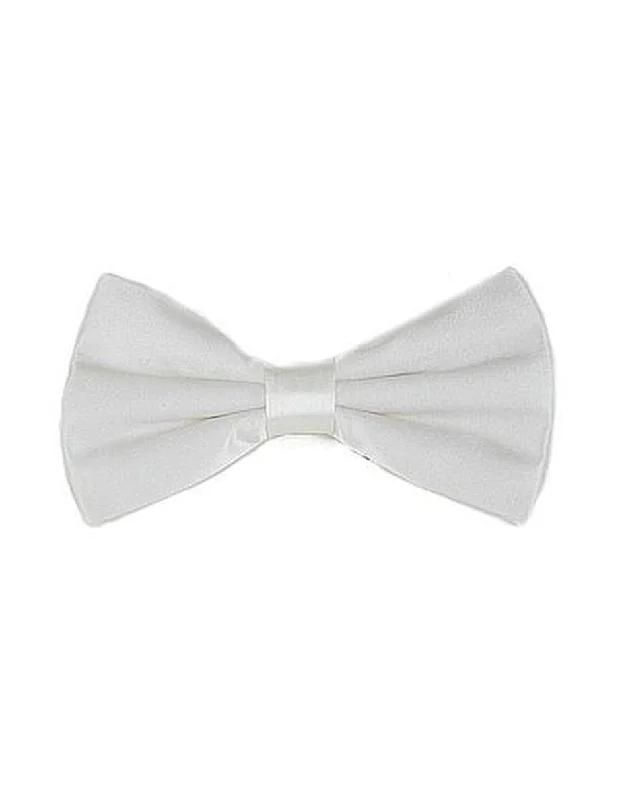 designer silk wedding necktie combinations-White Pre-Tied Bow Tie