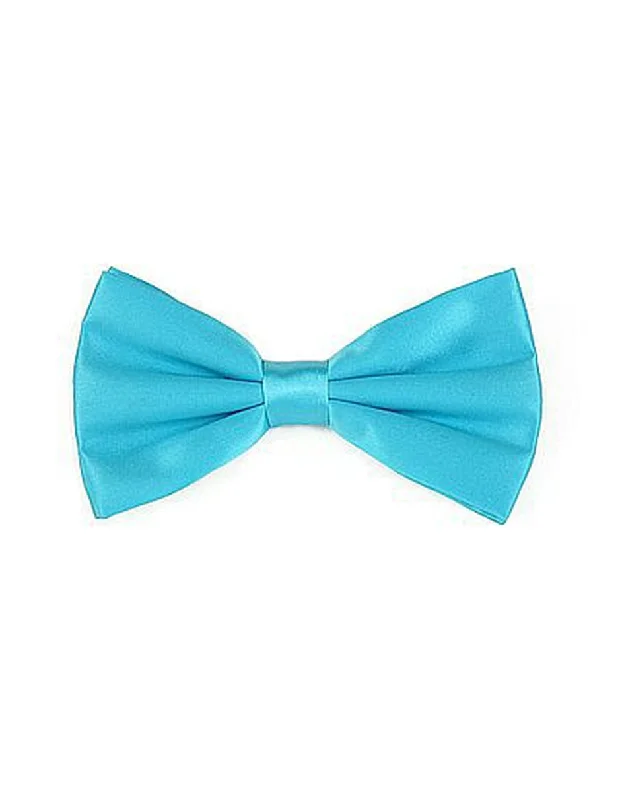 high-end silk necktie patterns for office meetings-Turquoise Pre-Tied Bow Tie