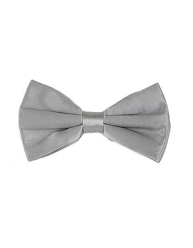 vibrant silk wedding tie colors for business wear-Grey Pre-Tied Bow Tie