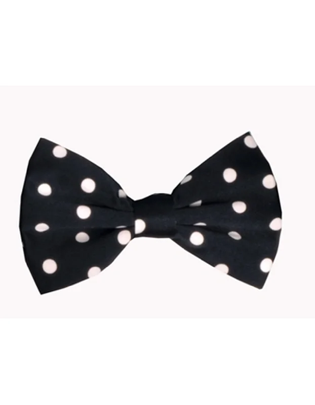 vibrant silk necktie designs for corporate wear-Black & White Polka Dot Bow Tie