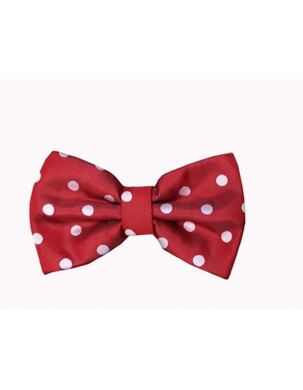 luxury silk necktie sets for business events-Red & White Polka Dot Bow Tie