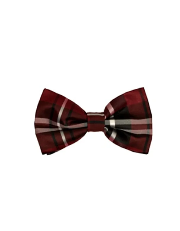 best silk necktie sets for office meetings-Burgundy Plaid Bow Tie