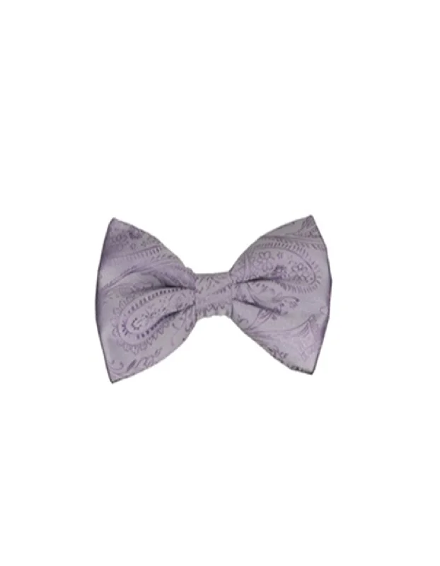 stylish silk necktie patterns for wedding events-Lavender Paisley Bow Tie