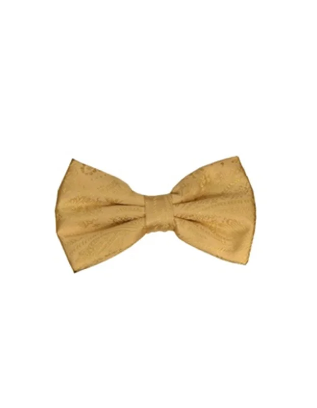 premium silk necktie styles for weddings-Gold Paisley Bow Tie