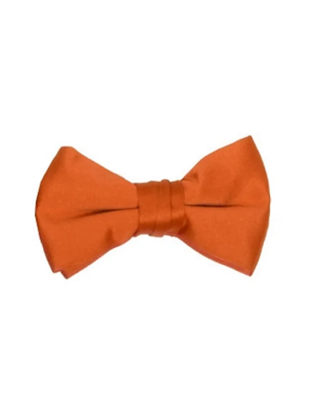 luxury silk wedding necktie colors-Orange Pre-Tied Bow Tie