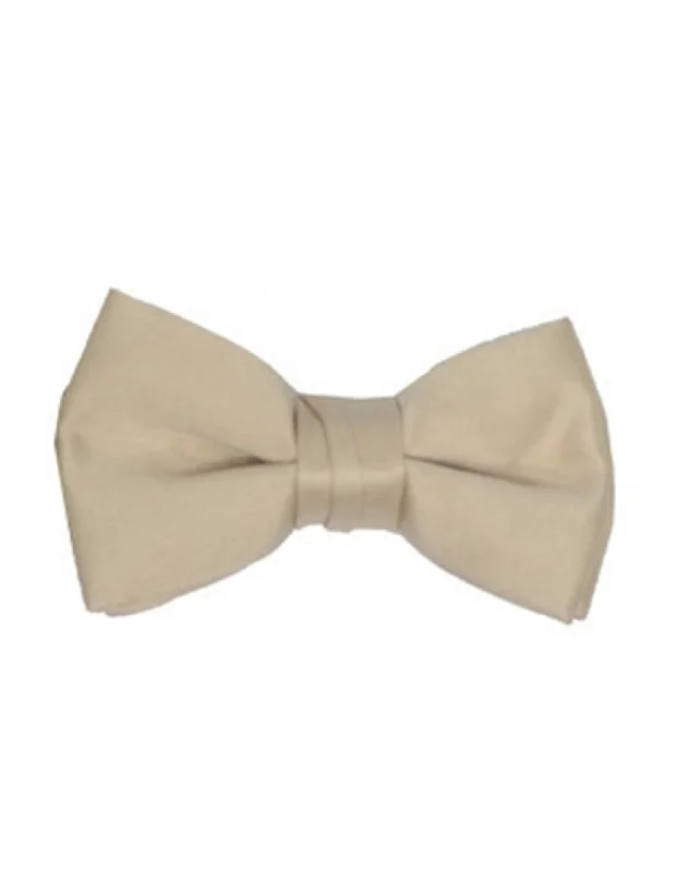 premium silk necktie ideas for business meetings-Beige Pre-Tied Bow Tie