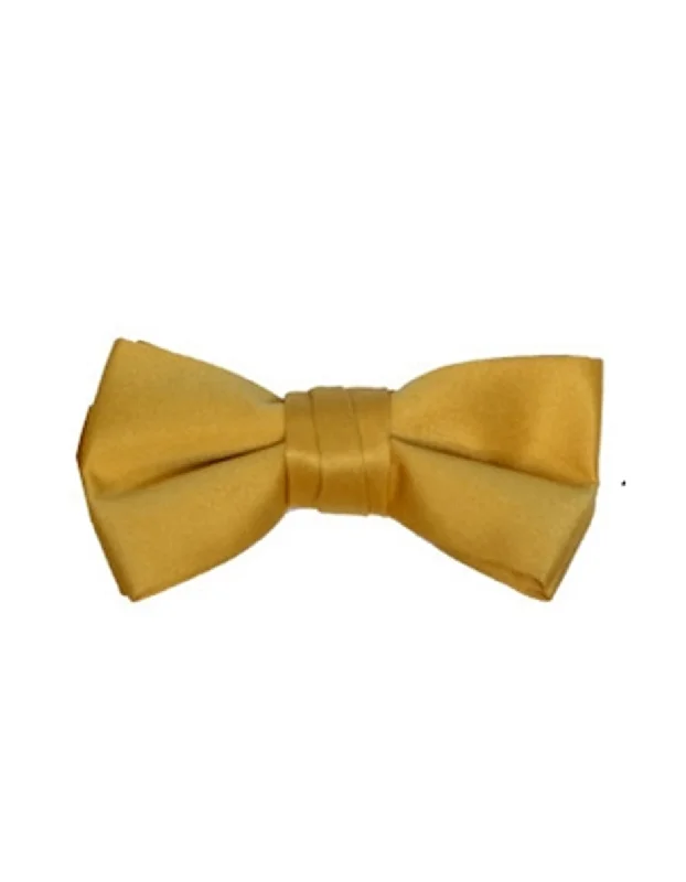 premium silk necktie designs for corporate wear-Gold Pre-Tied Bow Tie