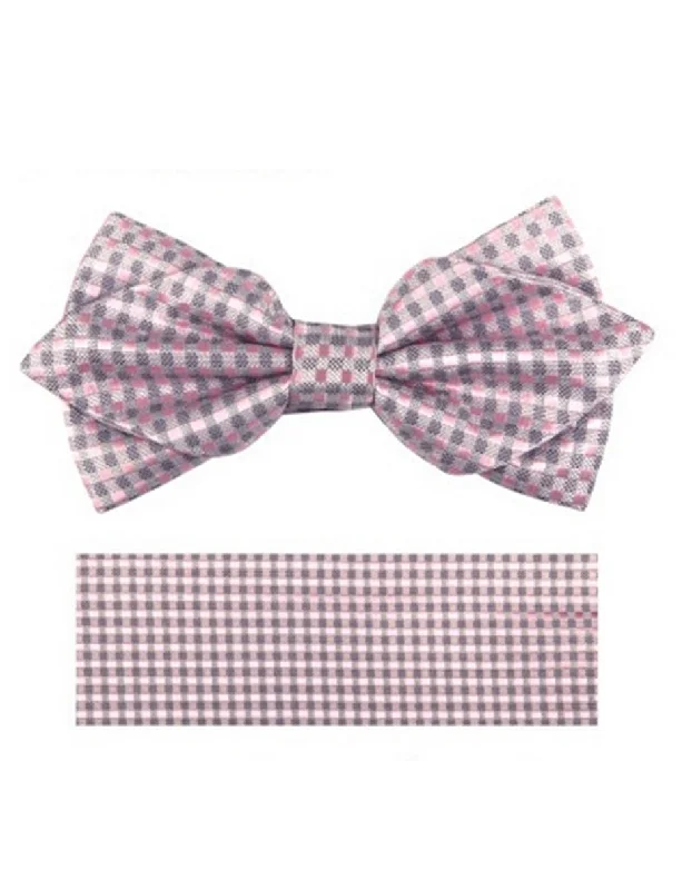 trendy silk bow ties for business events-Pink Dot Bow Tie Set