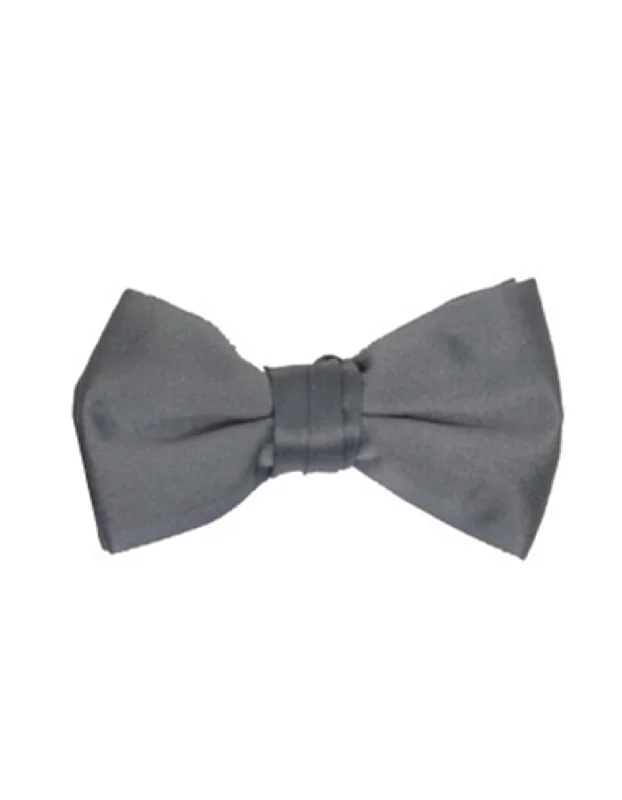 vibrant silk bow tie sets for weddings-Charcoal Grey Pre-Tied Bow Tie