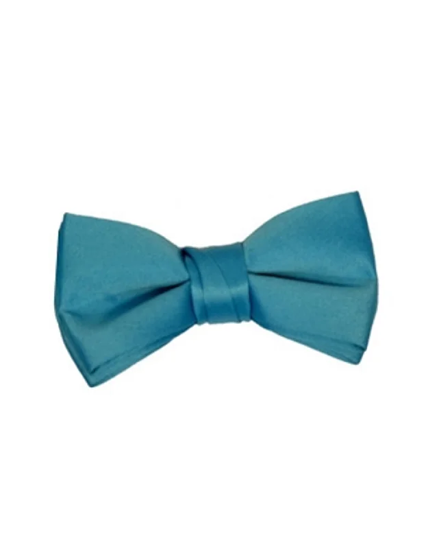 affordable silk necktie combinations for wedding events-Teal Blue Pre-Tied Bow Tie