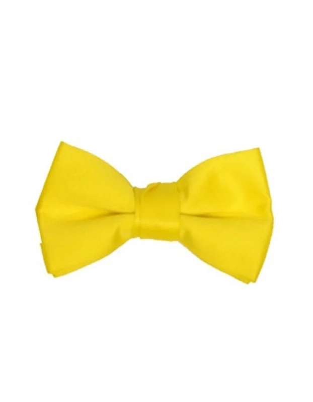 trendy silk necktie patterns for weddings-Yellow Pre-Tied Bow Tie