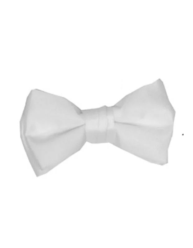 stylish silk necktie colors for weddings-White Pre-Tied Bow Tie