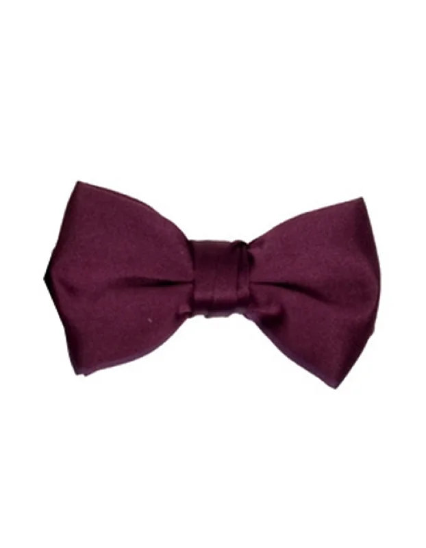 slim silk necktie combinations for wedding events-Burgundy Pre-Tied Bow Tie