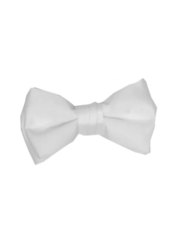 affordable silk necktie ideas for wedding celebrations-Solid White Bow Tie