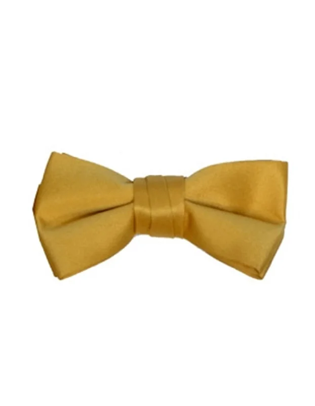 elegant silk necktie colors for office wear-Solid Gold Bow Tie